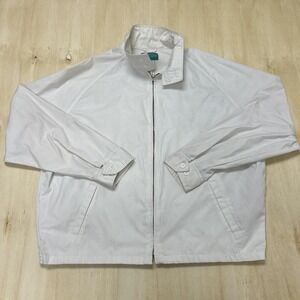 Vintage On Course Jacket Mens XL White Golf Windbreaker Full Zip Lined Pockets